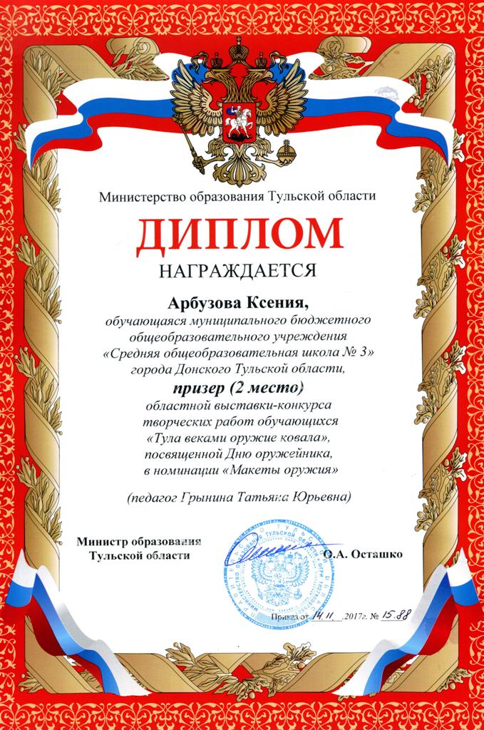 Областной конкурс Тула веками оружье ковала